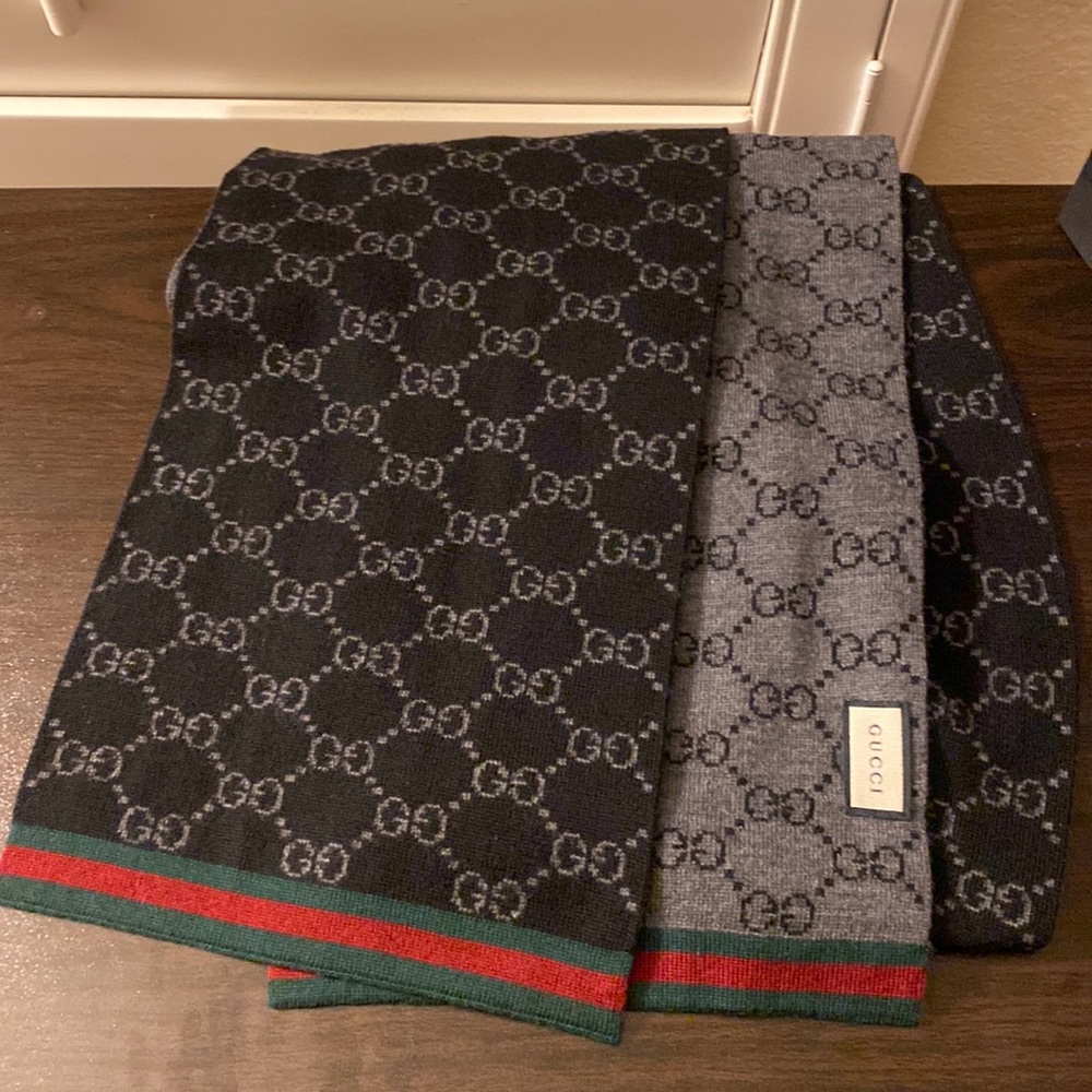 Gucci Wool Monogram Web Scarf